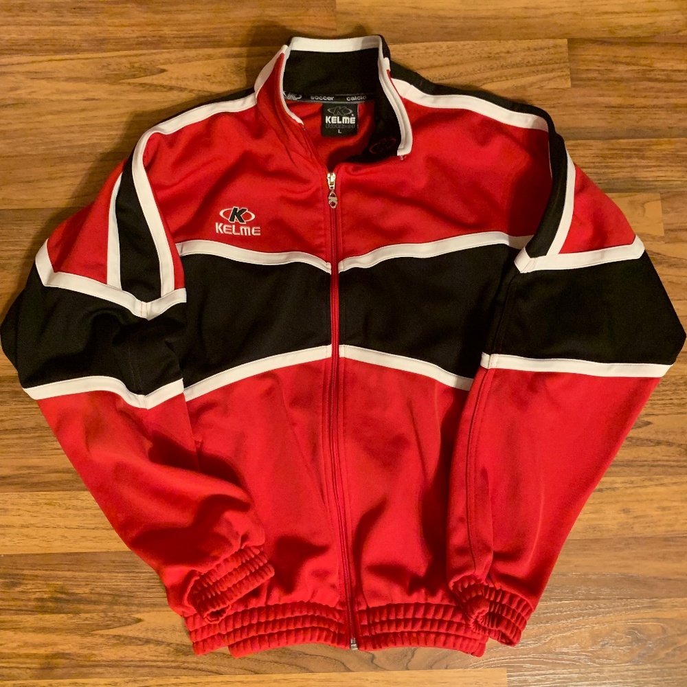 Kelme Futbol Soccer L Red, Black White Long Sleeve
